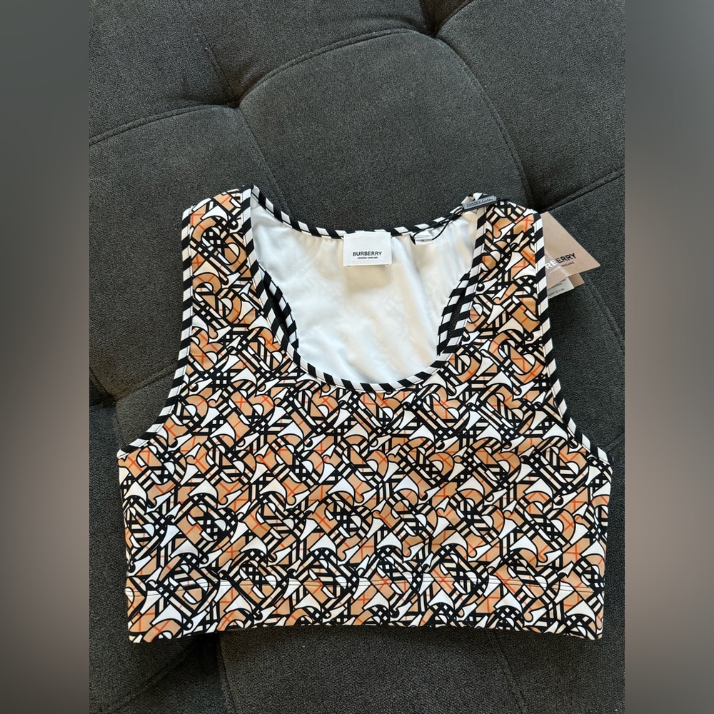 Burberry Monogram Print Cropped Tank Top NEW Szs M & L